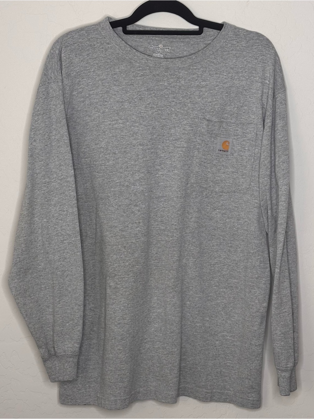 Carhartt Shirt Mens M Gray Original Fit Long Sleeve Logo Casual Workwear K126